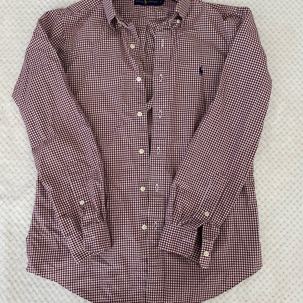 Ralph Lauren Men's Burgundy Checkered Shirt